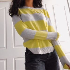 gray and yellow striped gap sweater!